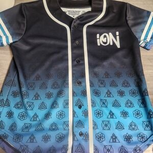 ION X The Buried Baseball Jersey Blue Size M Gradient Geometric Print Cosmic